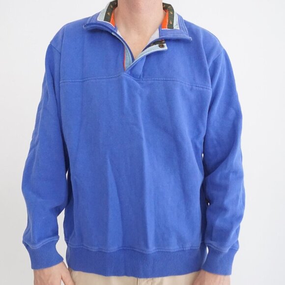 Orvis Blue Quarter Zip 80% Cotton Hiking Outdoors Pullover Sweater Medium - Picture 2 of 11